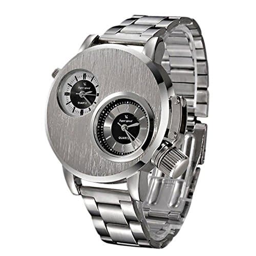 Image of Quartz Wrist Sport Analog Watch Stainless Date Mens Men's Watch Watch for Boy (Silver, One Size)