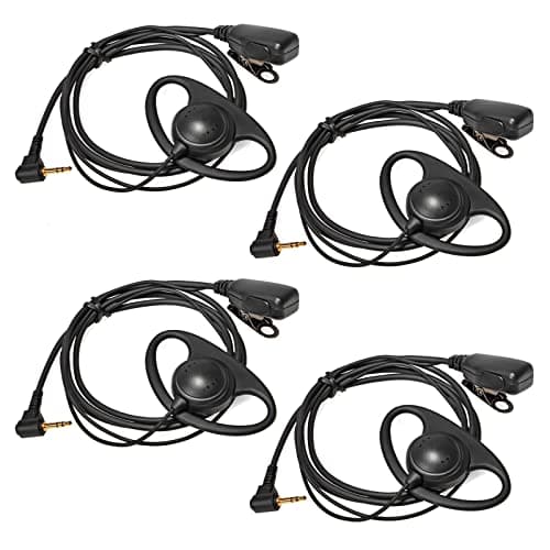 Image of HYSHIKRA 1 Pin 2.5mm Walkie Talkie Earpiece with Mic D Shape Headset Compatible with Motorola TLKR T92 H2O T60 T80 T82 Extreme 2 Way Radio (4 Pcs)