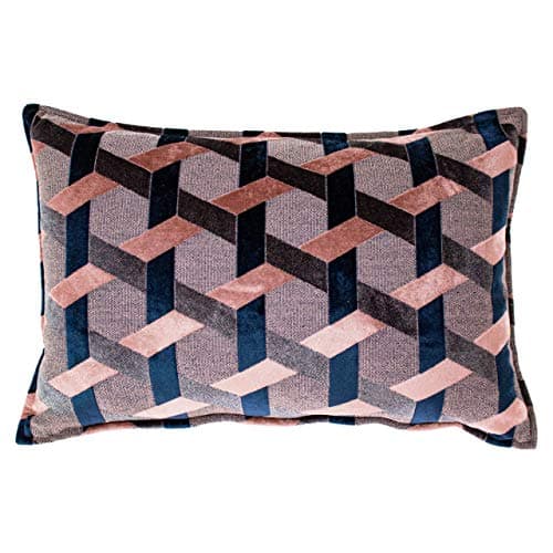 Image of Paoletti Delano Polyester Filled Cushion, Blush/Navy, 40 x 60cm