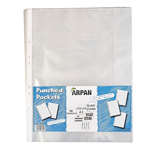 Image of Arpan A3 Transparent Plastic Wallets Folders for Offices, Professionals, School Kids, Portrait Strong Plastic Poly Pockets Wallet Sleeves Clear Finish – (Pack of 52)