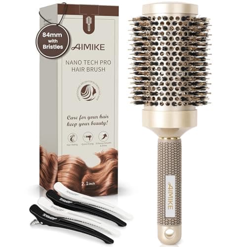 Image of AIMIKE Round Brush for Blow Drying, Large Round Hair Brush Nano Thermal Ceramic & Ionic Tech, for Blow Drying & Styling, Curling and Shine - (84mm,Barrel 53mm)