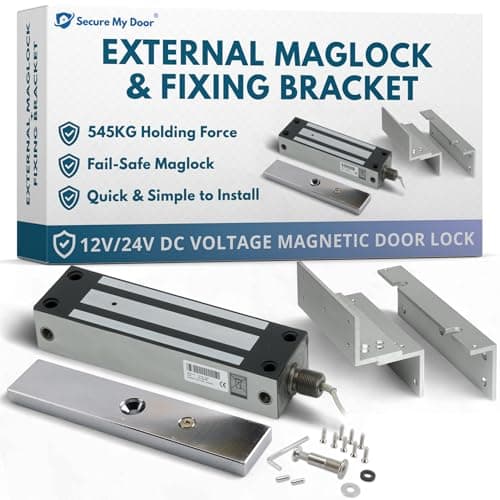Image of SecureMyDoor IP67 Weather Resistant External Magnetic Lock | Fail Safe Access Control Maglock | Stainless Steel | Ideal for Outdoor Use for Door or Gate (External Lock + Fixing Bracket)