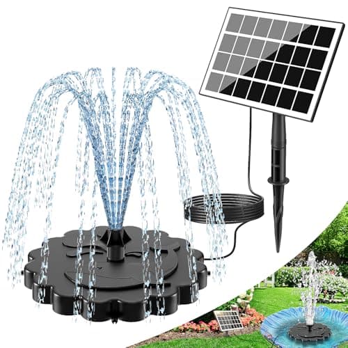 Image of SZMP 2 in 1 Detachable Floating Solar Fountain Kit, 2026 Upgrade DIY 3.5W Glass Solar Panel Water Pump Works in Shadow for Bird Bath, Water Feature, Garden, Outdoor-8 Nozzles, 9.8ft Power Cord