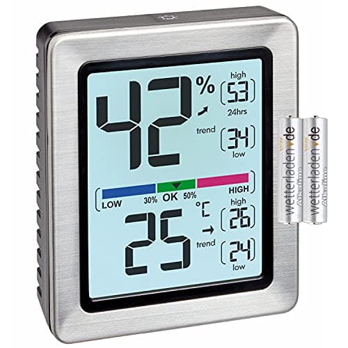 Image of TFA Dostmann 30.5047.54 Exacto Digital Thermo-Hygrometer, Especially Accurate with Precision Sensor (Silver with Batteries)