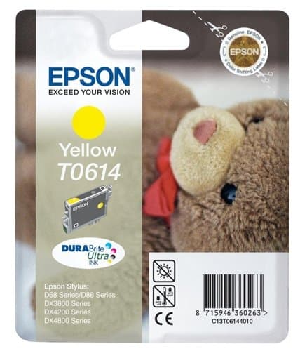 Image of Epson T0614 Inkjet Cartridge Teddybear Page Life 250-420pp Yellow Ref C13T06144010