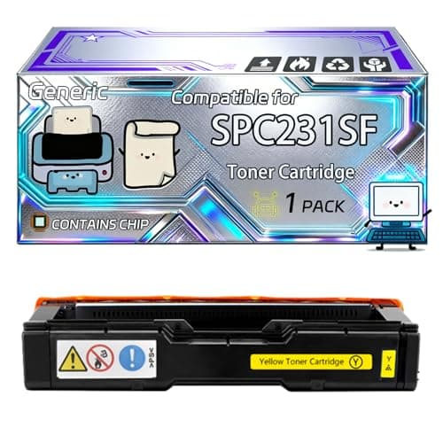 Image of SPC231SF Toner Cartridge Compatible for Ricoh Aficio SPC231N SPC231SF SPC232DN SPC232SF Printers, With Chip, 2500 Pages, Vibrant Colours (1 Pack Yellow)