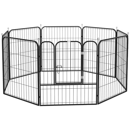 Image of PawHut Dog Pen 8 Panels Puppy Pen Heavy Duty Pet Playpen for Indoor Outdoor for Dogs, Rabbits, Ducks 80cm High