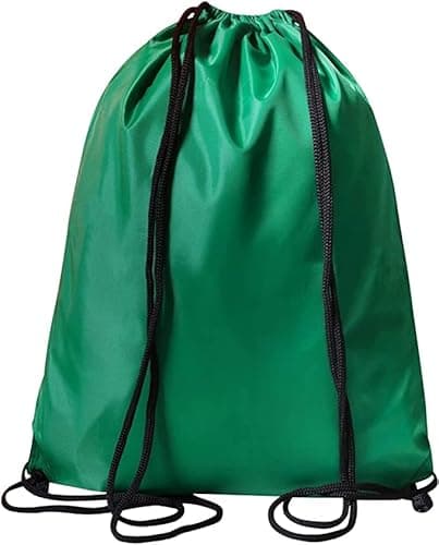 Image of WFX Drawstring Gym Bag 2PCS and 1PCS String Bags Gym Sack Backpack PE Bags for Women Men Trainer Swimming Bag Travel Beach School Holidays Suitable for Sports,kids,Boys,Girls (Green 1pc)