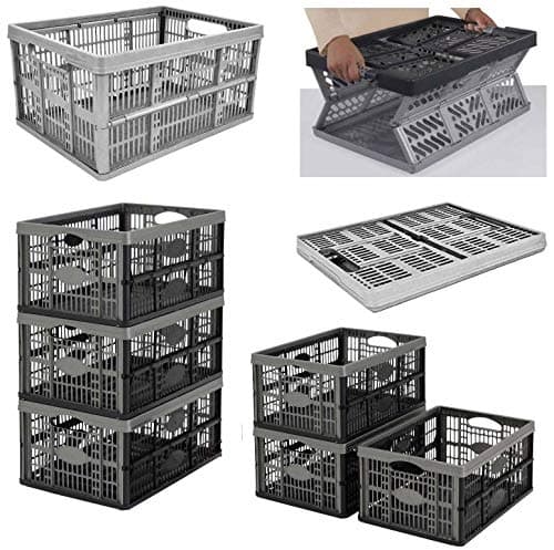 Image of Fold Flat Crate - Plastic 32 L Folding Storage Crate Box (Pack of 5)