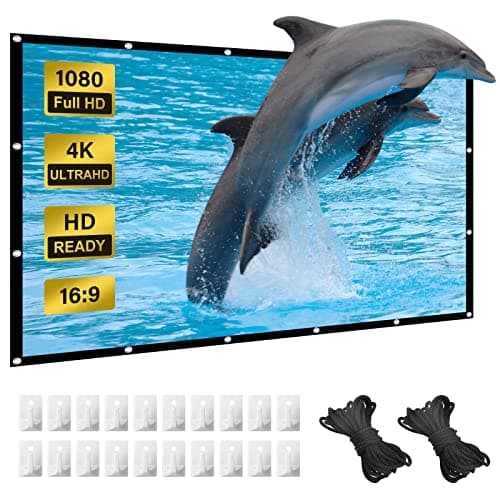 Image of Projector Screen 120 Inch, 16:9 4K HD High Contrast Portable Movie Screen, Foldable Anti-Crease Outdoor Projector screen Support Double-Sided Projection for Home Theater, Open-Air Cinema, Camping