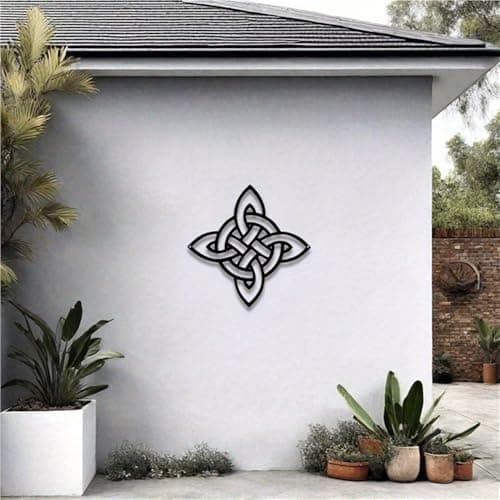 Image of WPCJREU Celtic Witch Knot Metal Wall Art – Hand-Forged Iron Decor with Intricate Knotwork Design for Kitchen, Living Room, Office & Coffee Bar, Gothic Halloween Decor(30cm/11.81inch)