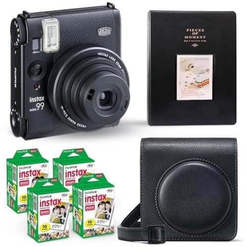 Image of Fujifilm Instax Mini 99 Instant Camera Vintage Black. + Value Pack (40 Sheets) Shutter Accessories Bundle, includes Style Compatible Carrying Case, Black Photo Album 64 Pockets