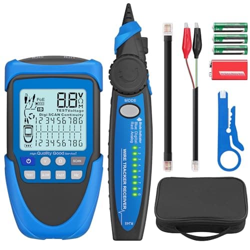 Image of YGiTK Network Cable Tester, PoE Cable Tester for CAT5, CAT5e, CAT 6, CAT 7, RJ45/RJ11, Multifunction Power Over Ethernet Tester, Cable Voltage Tester Line Location Finder Cable Tracer, Wire Tracker