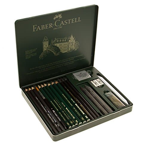 Image of Faber-Castell Pitt Medium Professional Quality Graphite Pencil Set in Metal Case (Pack of 19)