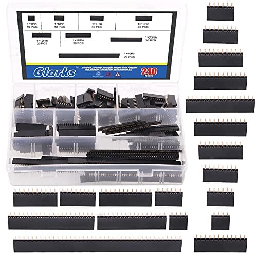 Image of GLARKS G-1831 240Pcs 2.54mm Straight Single Row PCB Board Female Pin Header Socket Connector Strip Assortment Kit for Arduino Prototype Shield