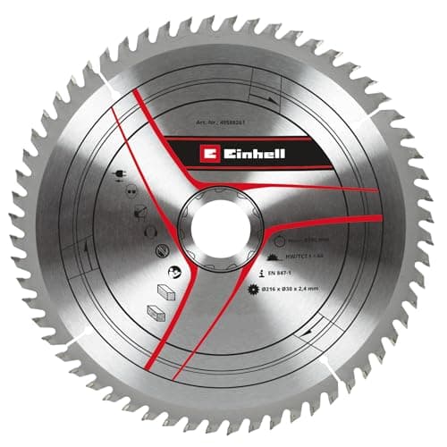 Image of Original Einhell Circular Saw Blade 216 x 30 mm (Saw Accessories, Diameter 216 mm, Intake 30 mm, 60 Teeth, Cutting Width 2.4 mm, for Pull Cap Mitre Saws and Mitre Saws)
