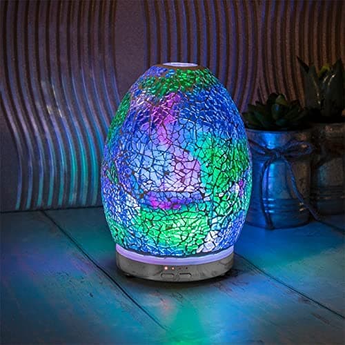 Image of Lesser & Pavey Desire Multi Colour Mosaic Egg Humidifier Diffuser –Essential Oil Ultrasonic Aromatherapy Humidifier – 4 Mist Modes, Colourful Light + Auto Shut-Off