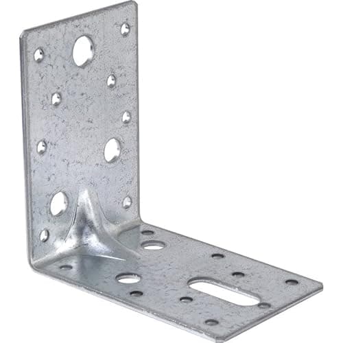 Image of BPC Fixings Galvanised Heavy Duty Angle Bracket 50-Piece Set, 90 mm Length x 60 mm Width x 90 mm Height, Silver