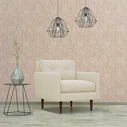 Image of RoomMates RMK11571WP Pink and Taupe Ornate Ogee Peel and Stick Wallpaper