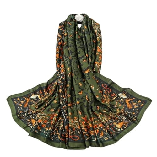 Image of FAIRYGATE Scarf Gifts for Women Satin Scarf Women Animal Print Silky Wrap Fashion Smooth Elegant Large Green Scarves Ladies Scarfs Gifts 88006