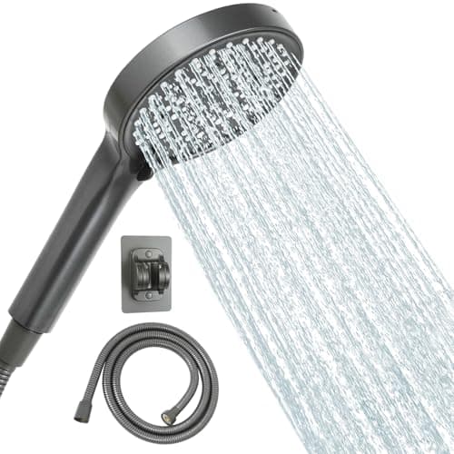 Image of AIXMEET Shower Head, 1.5M Shower Hose, 6 Spray Modes, Handheld High Pressure Shower Head, Water Saving Bathing, Suitable for Adults, Children, Pets, and Home and Gym Use(Grey Set)
