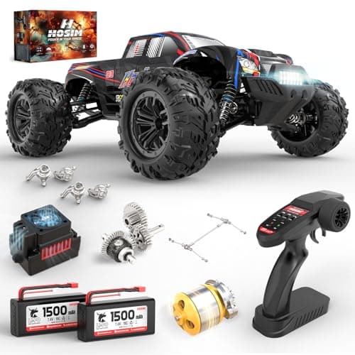 Image of Hosim 1:10 Brushless RC Car 60KM/H High Speed Remote Control Cars for Adults and Kids, 4WD Off Road RC Truck with 2S 1500mAh Batteries for 40 Min Play, All Terrain Fast RC Buggy