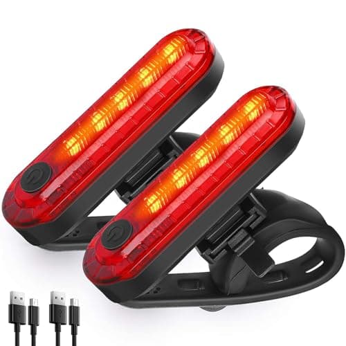 Image of 2 Pack Rear Bike Lights, LED Tail Light, Ultra Bright USB Rechargeable Bicycle Taillights, Waterproof Bike Back Light for Cycling Helmet Backpack Safety Warning 4 Light Modes
