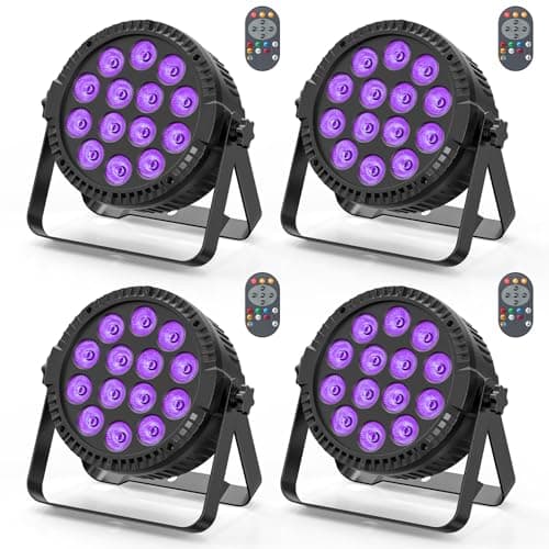 Image of DELIBANG 4pcs 14x6W RGBW LED Par can Stage Lights DMX512 Strobe Lighting with Wireless Remote Adjustable Speed Sound/Auto Disco Light for Party DJ bar Club Band Birthday