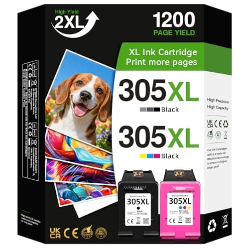 Image of 305XL Ink Cartridges High Yield Replacement for HP 305 Ink Cartridges Black and Colour for DeskJet 2820e 2810e 2800e 2710e 2720e 4220e 2721e Plus 4100 4120 Envy 6000 6020e 6032e Pro 6430, 2-Pack