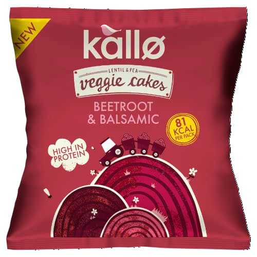 Image of Kallo Beetroot Mini Veggie Cakes, Lentil & Pea Puffed Crackers Made from Plants, Low Fat Healthy Snacks for Adults & Children, Vegan Friendly, Gluten Free, Single Pack – 1 x 22g