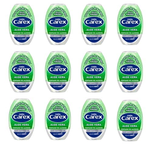 Image of Carex Aloe Vera Antibacterial Hand Sanitiser Gel, Anti Viral Action, 70 Percent Alcohol, Cleans, Cares and Protects, Bulk Buy, Pack of 12 x 50 ml
