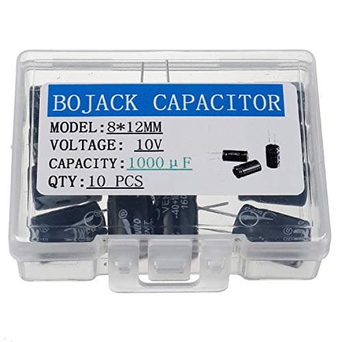 Image of BOJACK 1000uF 10V 8X12mm Capacitors 1000 MFD 10 Volt 0.32x0.47 Inch ±20% Aluminum Electrolytic Capacitors(Pack of 10 Pcs)
