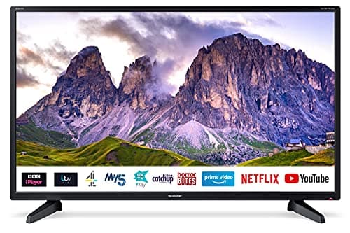 Image of SHARP 1T-C32BC2KO1FB 32 Inch Smart TV, HD Ready LED Display with Harman/Kardon Speakers, Dolby Digital Audio Decoder, 3 x HDMI, 2 x USB, Freeview Play and Wireless Streaming - Black, Energy Class F