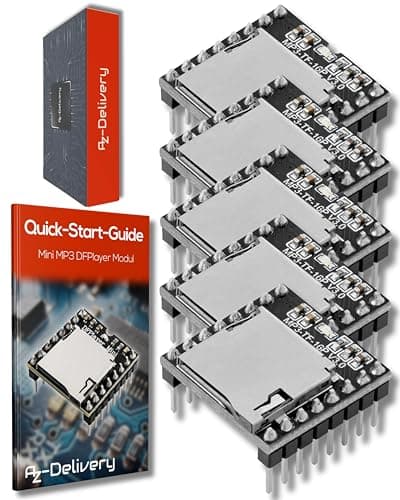 Image of AZDelivery Mini MP3 Player Module Audio Voice Board Shield compatible with Arduino Including E-Book!