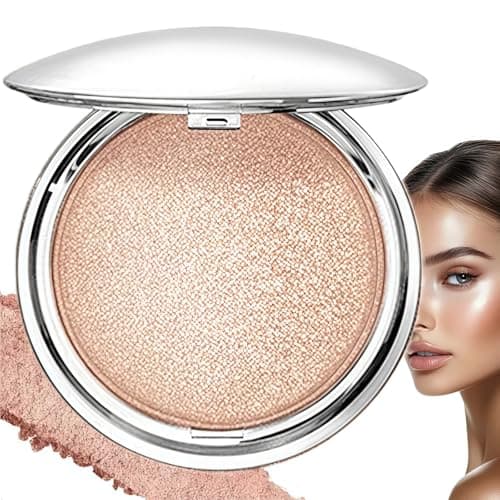 Image of Highlighter Makeup Powder,Lightweight Radiant Powder Highlighter,Glow High-lighter,Face High-lighter,Waterproof Body High-lighter,Long Lasting Shimmer,Travel-Friendly Design,Brightening(Nature)