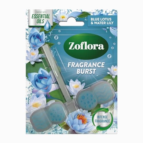 Image of Zoflora Rim Blocks Blue Lotus & Water Lily, 1 x 48g, Continuous Freshness & Odour Control, Long-Lasting Fragrance, Kills 99.9% of Bacteria