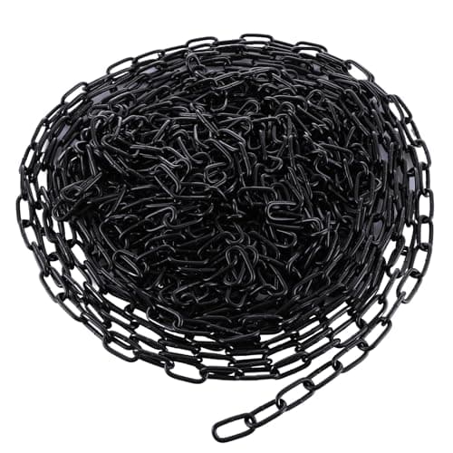 Image of WOPPLXY 12M Black Galvanized Steel Chain - 2.5MM Heavy Duty Chain Links for Swing, Gate, Garage, Security