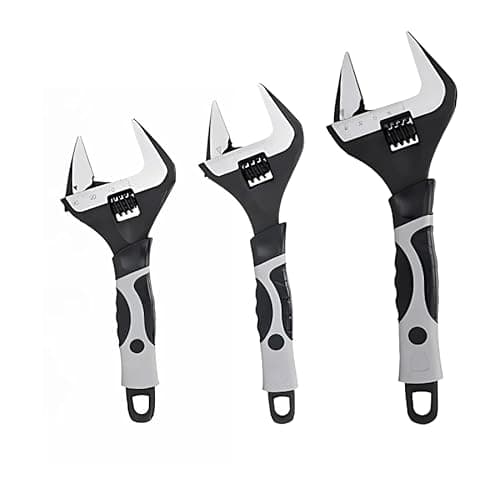 Image of SDFIXINGS 4-Piece Adjustable Spanner Wrench Set – 6", 8", 10", 12" Extra-Wide Jaw Opening 34–60mm Black White Finish Heavy-Duty Alloy Steel Plumbing and Mechanical Hand Tools (Set 3Pcs (6", 8", 10"))