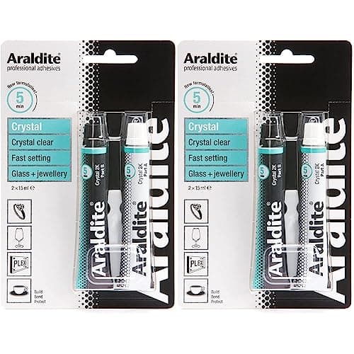 Image of Araldite 2-Part Crystal Epoxy Resin Glue Clear Epoxy Resin Kit for Use as Ceramic Glue, Plastic Glue, Metal Glue and Glass Glue For Durable Bonding & Repairs 2 x 15ml (Pack of 2)