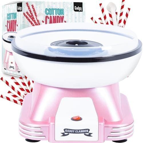 Image of Gadgy Cotton Candy Machine – Candy Floss Maker for Home Use – Works with Sugar or Hard Candies – Retro Cotton Candy Maker for Kids’ Parties, Birthdays & Events – Pink