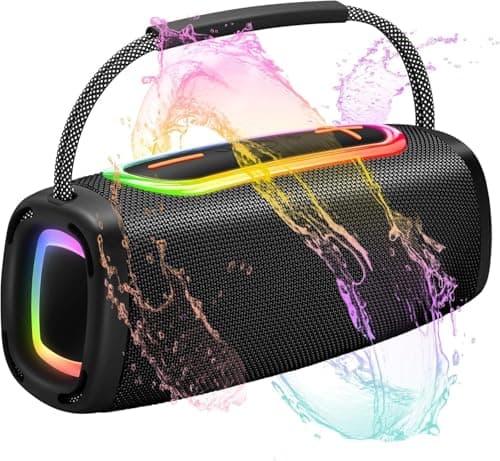 Image of Bluetooth Speaker, 6000mah Portable Speaker with 36 Hour Playtime, Speakers Wireless Bluetooth 5.4 with Louder Volume & Enhanced Bass, Stereo Sound , Built-In Mic, Led Light for Outdoor/Party/Gifts