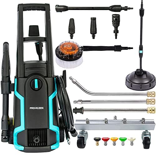 Image of Pro-Kleen Pressure Washer Jet Power Electric Power Cleaner For Patio and Car 1600W - Patio Attachment - Rotary Brush - Chassis Undercarriage Cleaner And Lance with 5 Spray Adapters & Extension Wands