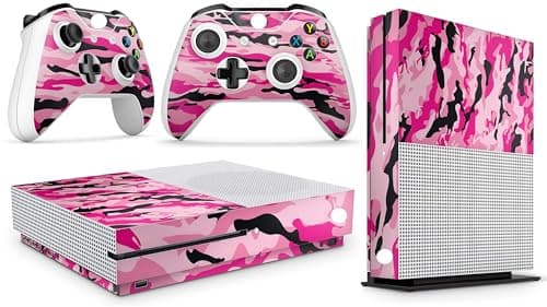 Image of GNG Pink Camo Console Skin Decal Sticker + 2 Controller Skins Compatible for XBOX One S