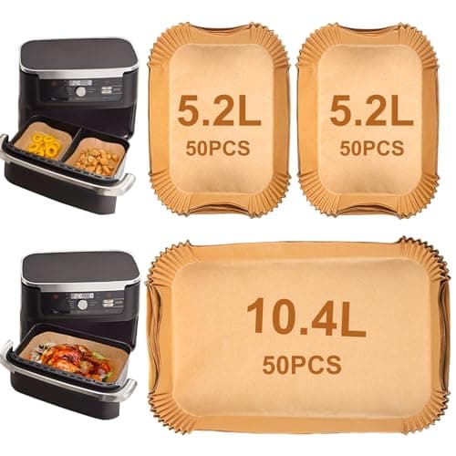 Image of YQL 150PCS Air Fryer Liners for Ninja Foodi FlexDrawer AF500UK 10.4L/ AF500UKCP, Disposable Parchment Paper for COSORI Dual Blaze 10L/ Instant Versazone Dual 8.5L/ Duronic 10L, Air Fryer Accessories