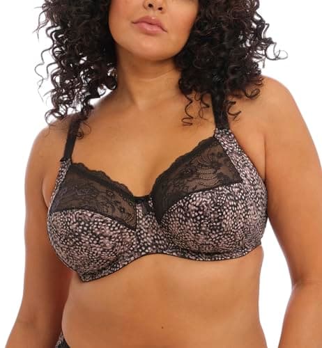 Image of Elomi Women's Morgan Underwire Banded Bra with Stretch Lace, Ebony, 38GG US