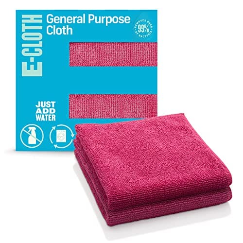 Image of E-Cloth General Purpose Microfibre Cloth, Multipurpose Cleaning Cloth for Household Surfaces, Washable and Reusable, 100 Wash Promise, Rose, 2 Pack