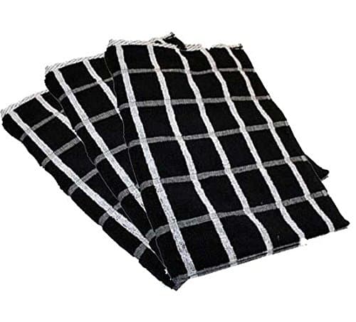 Image of Portland Luxury Waffle Egyptian Tea Towel [3 PACK] 50x70cm Black/White