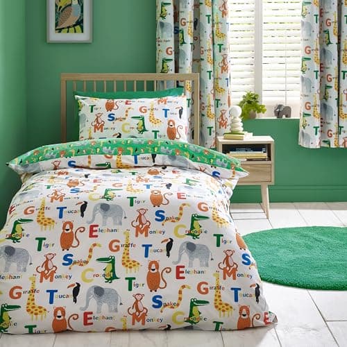 Image of Catherine Lansfield Animal Magic Reversible Single Duvet Cover Set with Pillowcase Natural