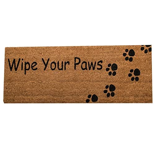 Image of 100% Natural Coir Door Mat 125 x 40cm Indoor Outdoor Non-Slip Backing Long Decorative Welcome Doormat for Hallway Foyer Dirt Trapper Large Entrance Runner [Wipe Your Paws]