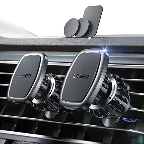 Image of LISEN Magnetic Phone Holder for Car, [Ultra Magnet] Car Mobile Phone Holder Magnetic for Air Vent [Metal Hook], Magnet Phone Mount Compatible iPhone 17 Pro Max 16 15 14 13, Galaxy S25